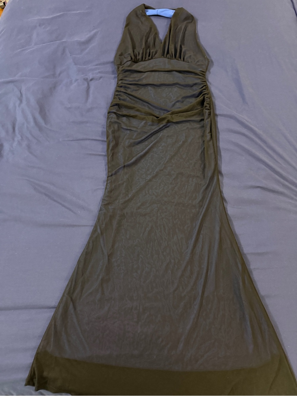 SHEIN Black Halter Ruched Maxi Dress - Picture 3 of 4